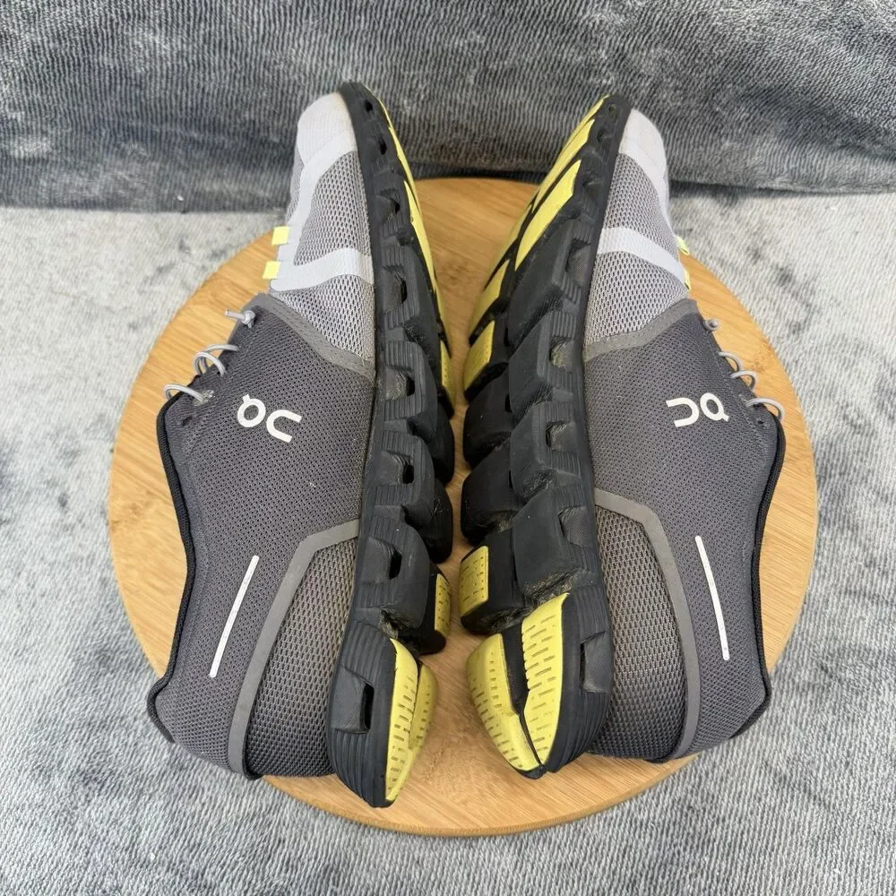 On Shoes Mens Size 12.5 Gray Yellow Mesh Running Athletic Sneakers Low Top